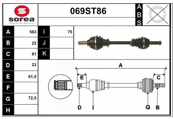 Arbre de transmission STARTCAR 069ST86