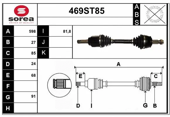 Arbre de transmission STARTCAR 469ST85