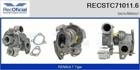 Turbocompresseur, suralimentation RECOFICIAL RECSTC71011.6