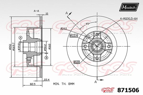 Disque de frein MAXTECH 871506