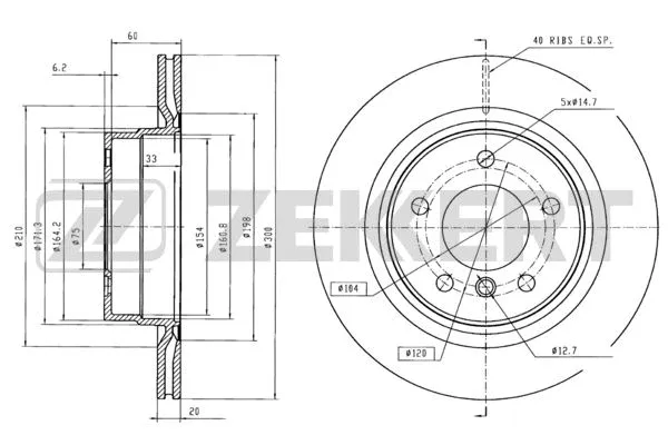 Disque de frein ZEKKERT BS-5609B