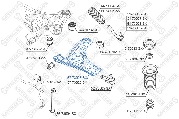 Bras de liaison, suspension de roue STELLOX 57-73025-SX