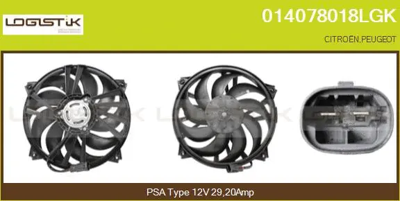 Moteur électrique, ventilateur pour radiateurs LGK 014078018LGK