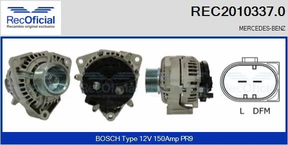 Alternateur RECOFICIAL REC2010337.0
