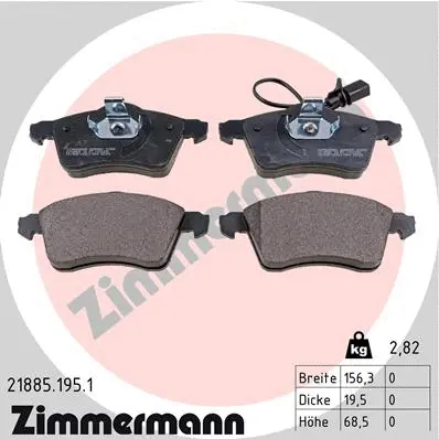 Kit de plaquettes de frein, frein à disque ZIMMERMANN 21885.195.1