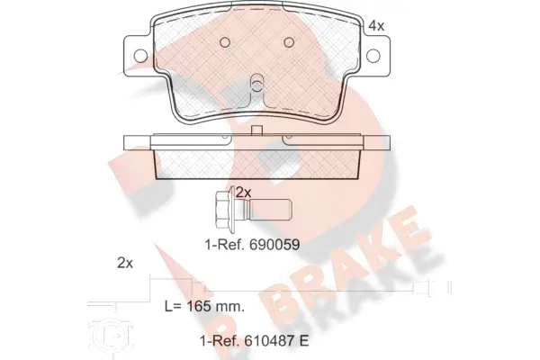 Kit de plaquettes de frein, frein à disque R BRAKE RB1968