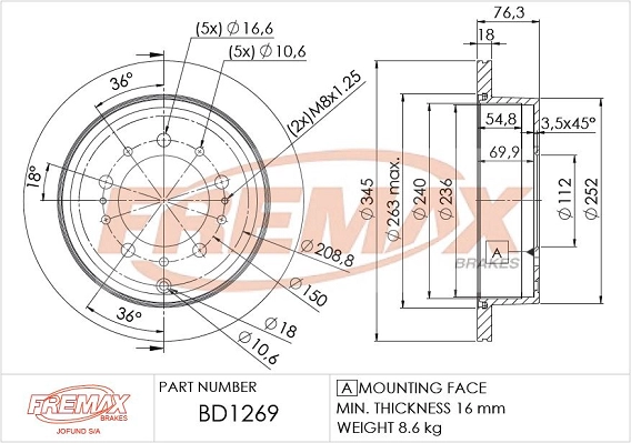 Disque de frein FREMAX BD-1269
