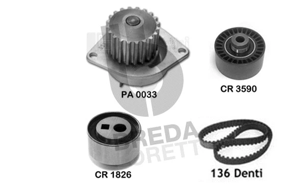Pompe à eau + kit de courroie crantée BREDA LORETT KPA0609A