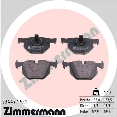 Kit de plaquettes de frein, frein à disque ZIMMERMANN 23447.170.1