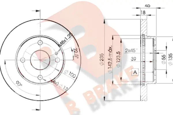 Disque de frein R BRAKE 78RBD23254