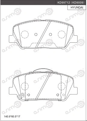 Kit de plaquettes de frein, frein à disque ASIMCO KD9009