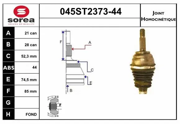 Jeu de joints, arbre de transmission STARTCAR 045ST2373-44