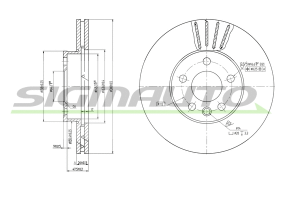 Disque de frein SIGMAUTO DBB559V