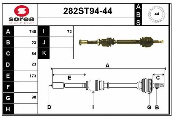 Arbre de transmission STARTCAR 282ST94-44