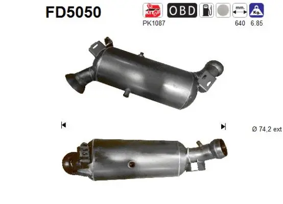 Filtre à particules / à suie, échappement AS FD5050