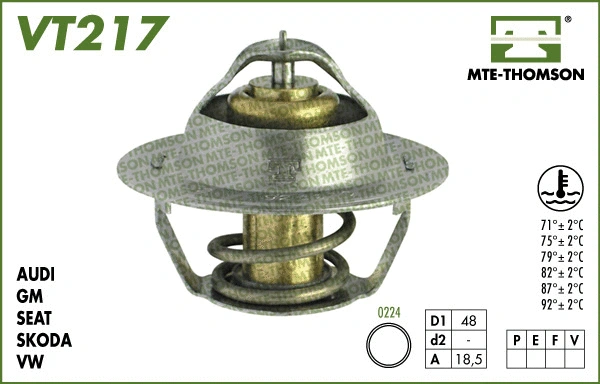 Thermostat, liquide de refroidissement MTE-THOMSON VT217.92