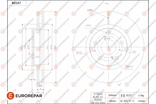 Disque de frein EUROREPAR 1684258980