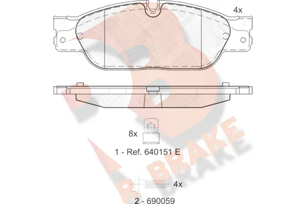 Kit de plaquettes de frein, frein à disque R BRAKE RB1672