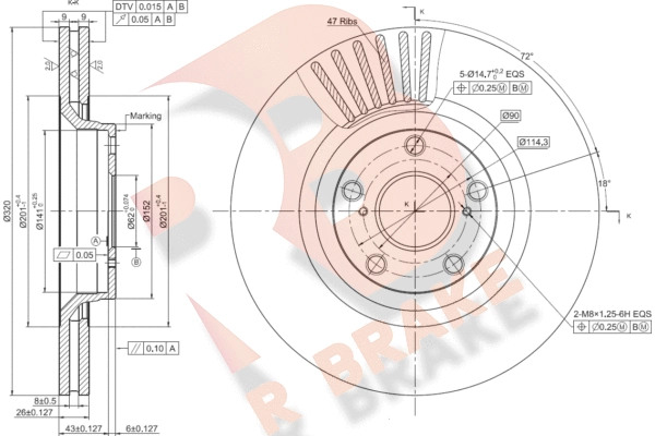 Disque de frein R BRAKE 78RBD10047
