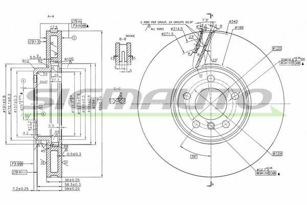 Disque de frein SIGMAUTO DBC043VLS
