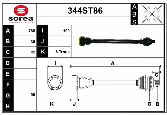 Arbre de transmission STARTCAR 344ST86