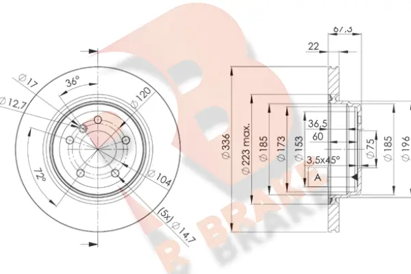 Disque de frein R BRAKE 78RBD24655