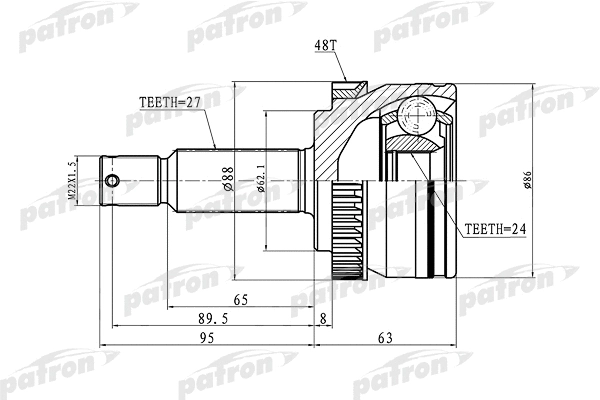 Jeu de joints, arbre de transmission PATRON PCV3036