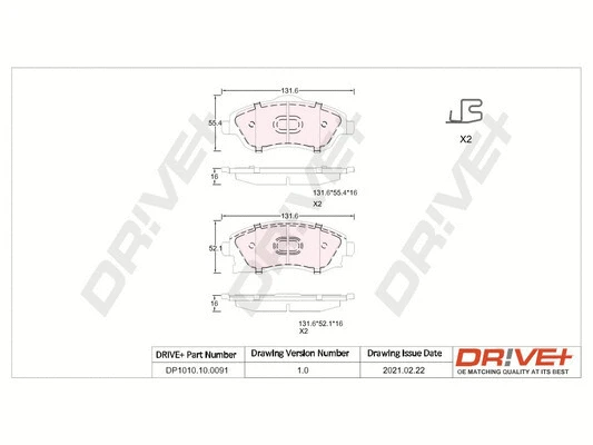 Kit de plaquettes de frein, frein à disque Dr!ve+ DP1010.10.0091