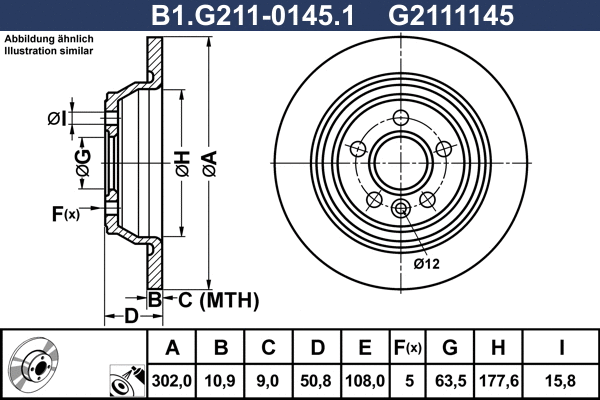 Disque de frein GALFER B1.G211-0145.1