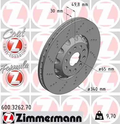 Disque de frein ZIMMERMANN 600.3262.70