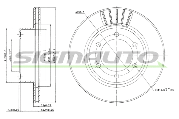 Disque de frein SIGMAUTO DBB008V