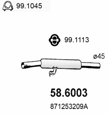 Silencieux central ASSO 58.6003