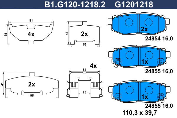 Kit de plaquettes de frein, frein à disque GALFER B1.G120-1218.2