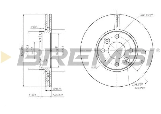 Disque de frein BREMSI CD7201V