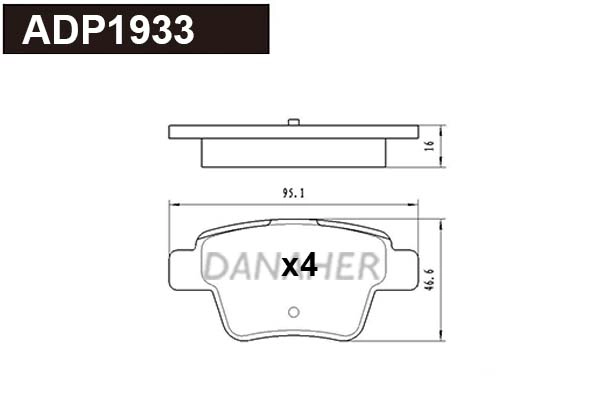 Kit de plaquettes de frein, frein à disque DANAHER ADP1933