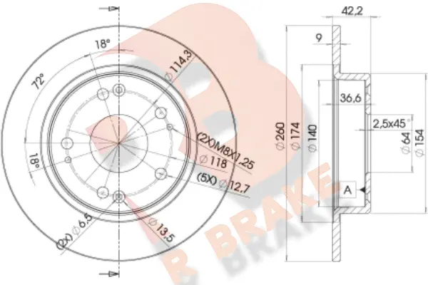 Disque de frein R BRAKE 78RBD22510
