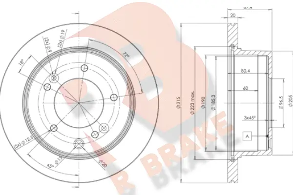 Disque de frein R BRAKE 78RBD28411