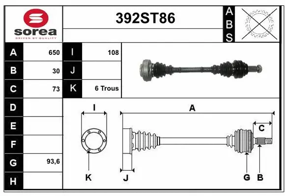 Arbre de transmission STARTCAR 392ST86