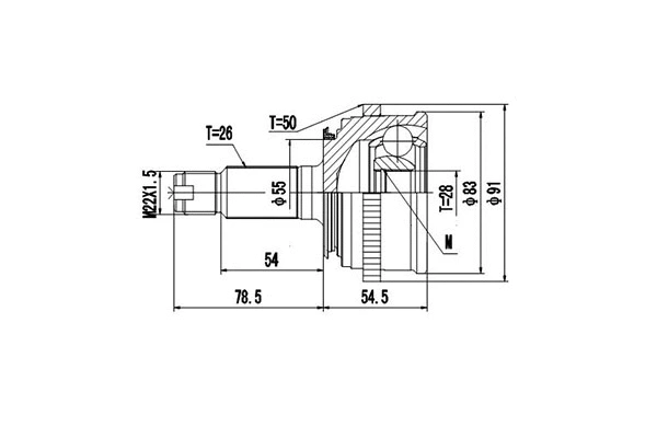 Jeu de joints, arbre de transmission DYNAMATRIX DCV823024