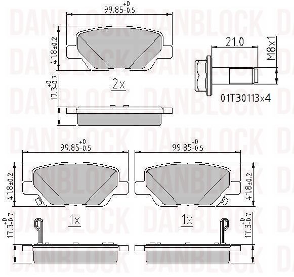 Kit de plaquettes de frein, frein à disque DANBLOCK DB 511326