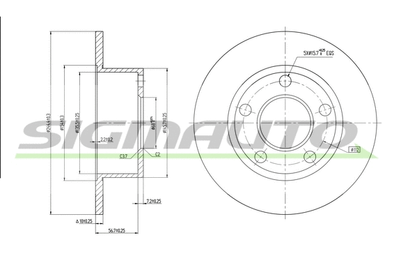 Disque de frein SIGMAUTO DBA321S