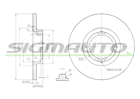 Disque de frein SIGMAUTO DBB076S