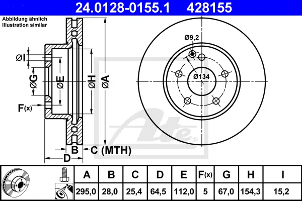 Disque de frein ATE-APAC 24.0128-0155.1