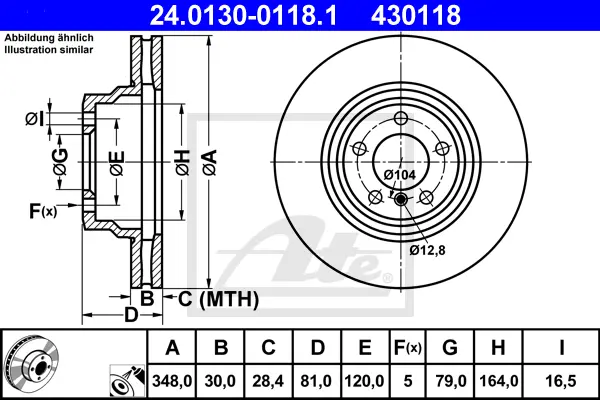 Disque de frein ATE-APAC 24.0130-0118.1