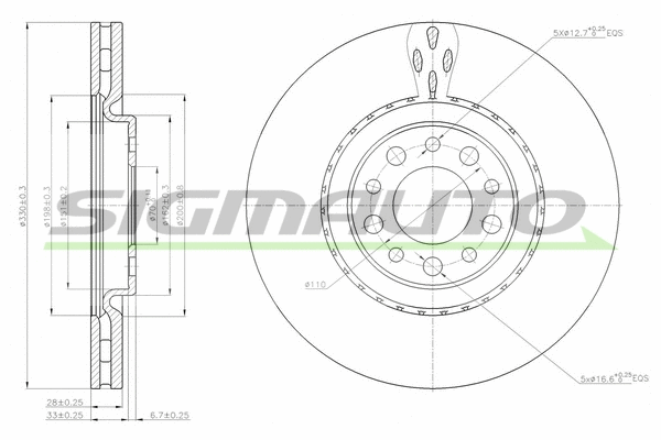 Disque de frein SIGMAUTO DBB455V