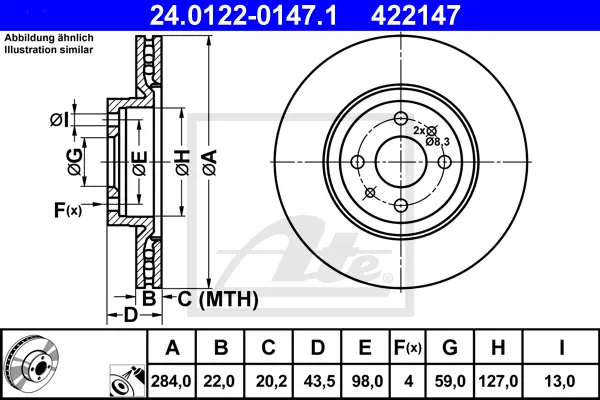 Disque de frein ATE-APAC 24.0122-0147.1