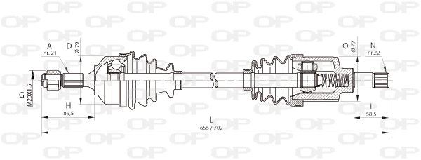 Arbre de transmission OPEN PARTS DRS6367.00