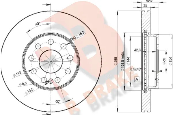 Disque de frein R BRAKE 78RBD25615