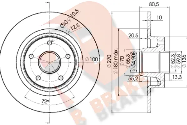 Disque de frein R BRAKE 78RBD17898