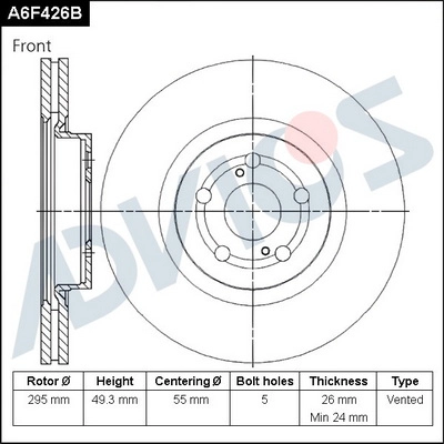 Disque de frein ADVICS A6F426B